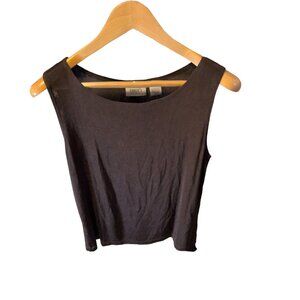 Chicos Black Sleeveless Tank Top Womens Fitted Stretch Basic Size L